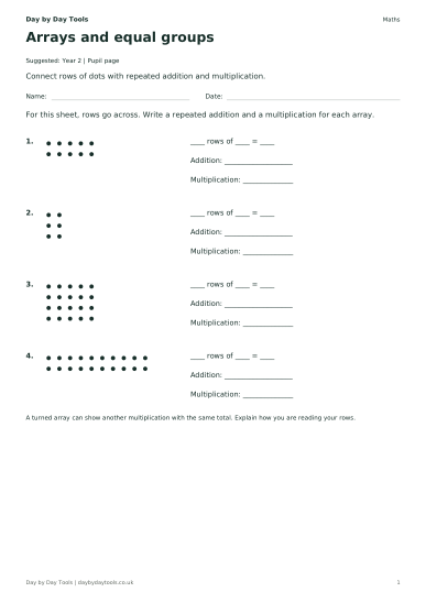 First page of Arrays and equal groups