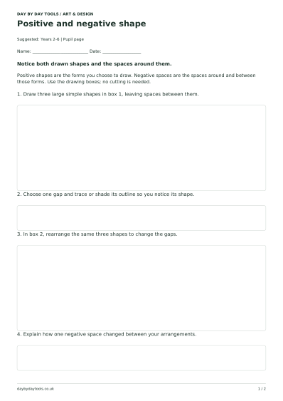 Activity page from Positive and negative shape