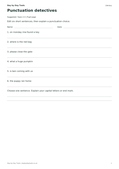 First page of Punctuation detectives