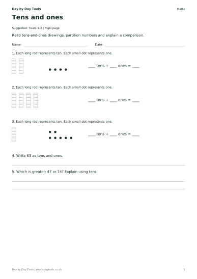 First page of Tens and ones